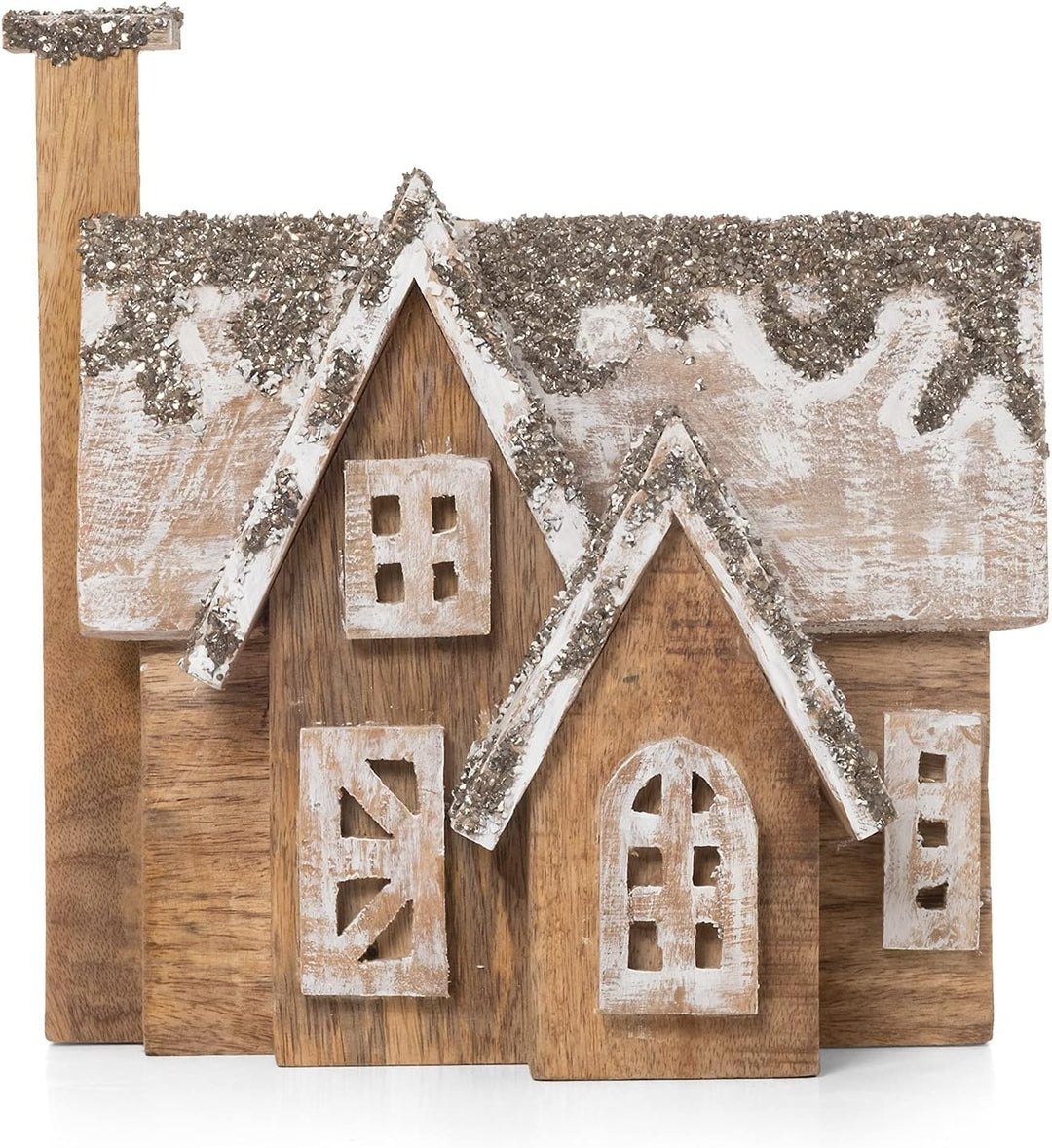 Moritz Skulptur Deko Häuschen Holz | Weihnachten Deko Haus | 28 cm Höhe | Fensterbank Deko | Fenster