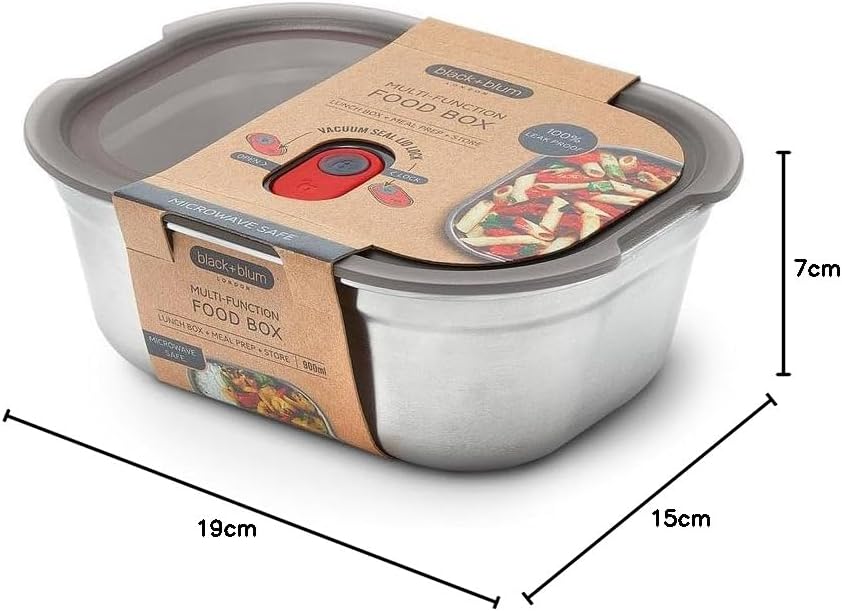 BLACK + BLUM Multifunktions Lunchbox Edelstahl 900ml, 100% auslaufsichere Meal Prep Boxen mit Vakuum