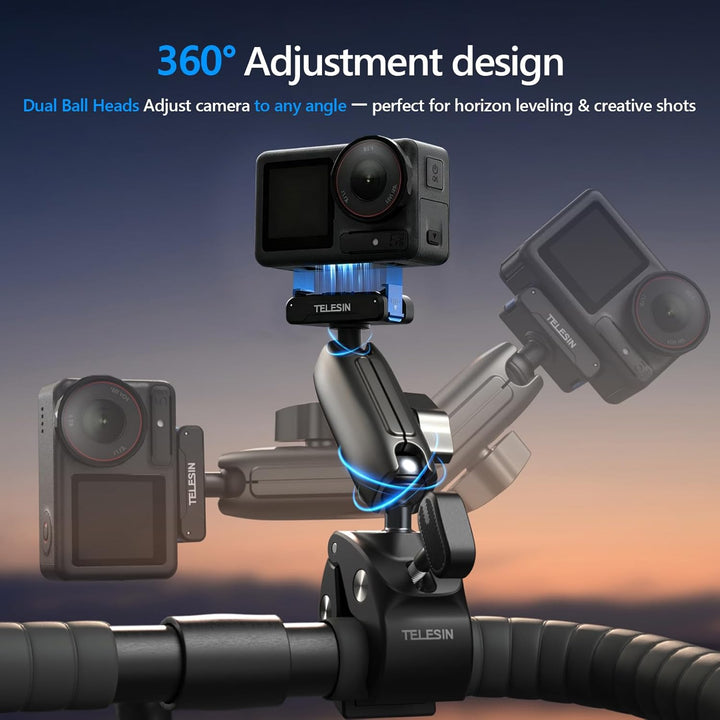 Super-Klemmhalterung Fahrrad-/Motorradhalterung für DJI Osmo 360/Action 5 Pro/4/3/Pocket 3 | Magneti