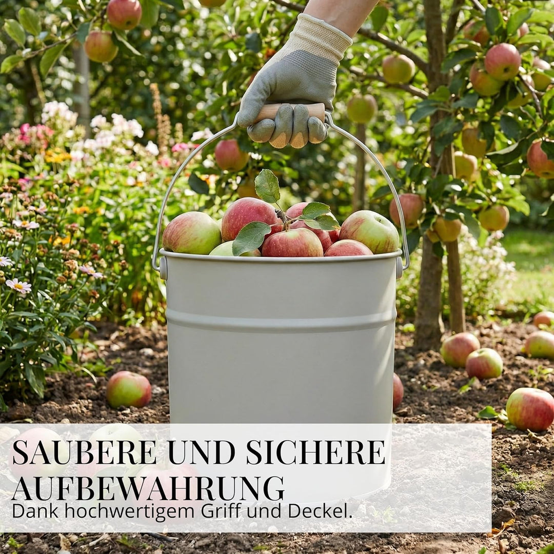 LIVLIG Premium Ascheeimer mit Deckel 12L Greige, exklusiver verzinkter Eimer mit Deckel für moderne