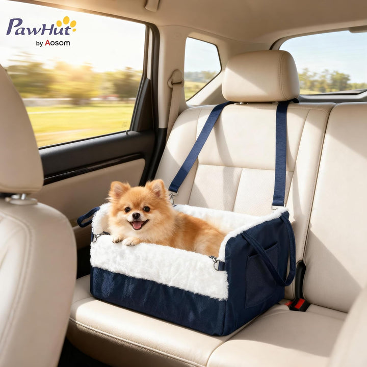 PawHut Hunde-Autositz mit Sicherheitsgurt und Befestigung, Hunde-Autositz rutschfeste Basis tragbar