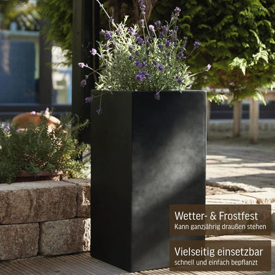 VIVANNO Pflanzkübel Blumenkübel Übertopf Säule Fiberglas Anthrazit Block 60x30x30 Anthrazit Matt 60x