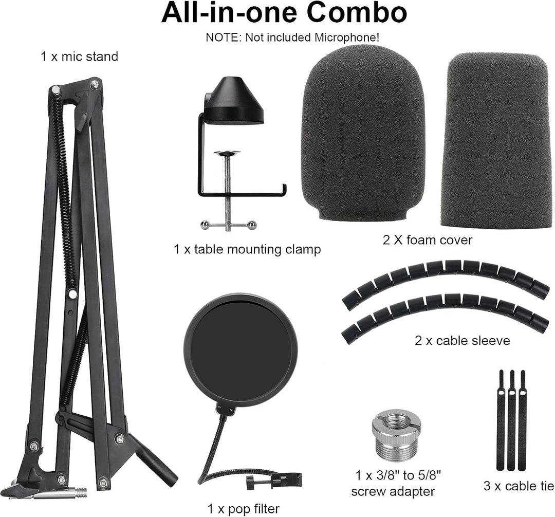 YOUSHARES Shure Sm7b Mikrofon Arm mit Pop Filter - Verbesserte Heavy Duty Mic Ständer Boom Arm mit 2