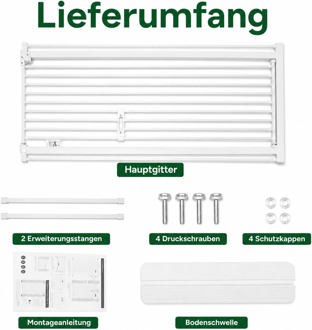Türgitter 150cm ausziehbar mit Einhandgriff und Selbstschluss Höhe:150 Cm/76-85 Cm Breite, Höhe:150