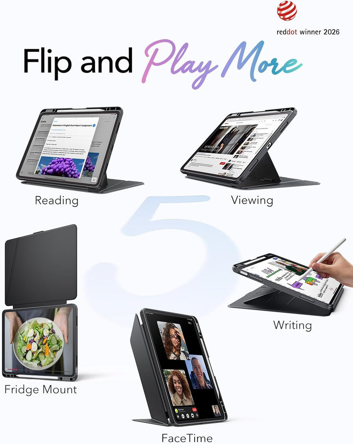 ESR Hülle für iPad Air 13 Zoll (2026/2025/2024) M4/M3/M2, Vertikale Stand, Mehrere Standwinkel, Ultr