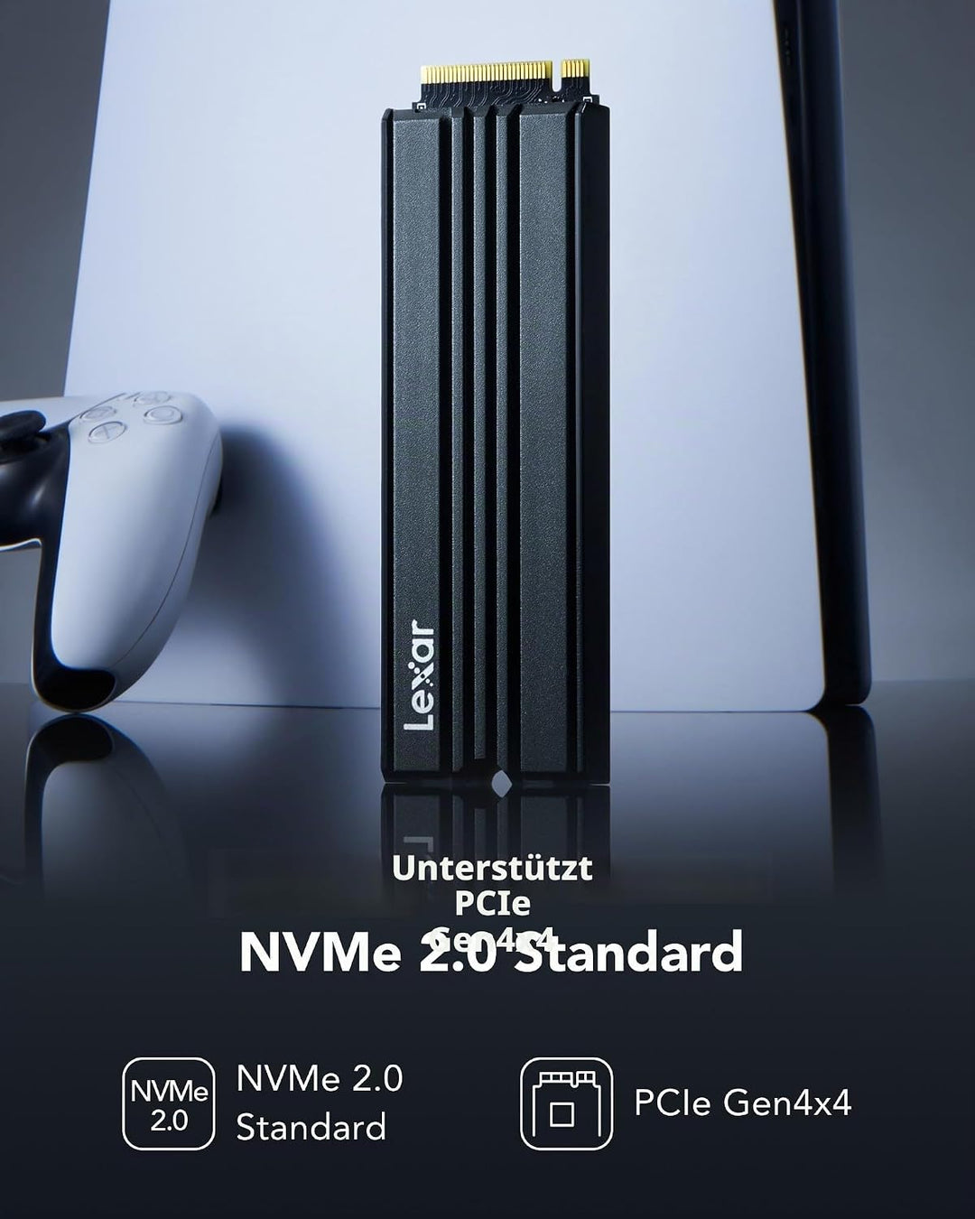Lexar NM790 4TB Interne SSD mit Kühlkörper, M.2 2280 PCIe Gen4x4 NVMe 1.4 SSD, Bis zu 7400MB/s Lesen
