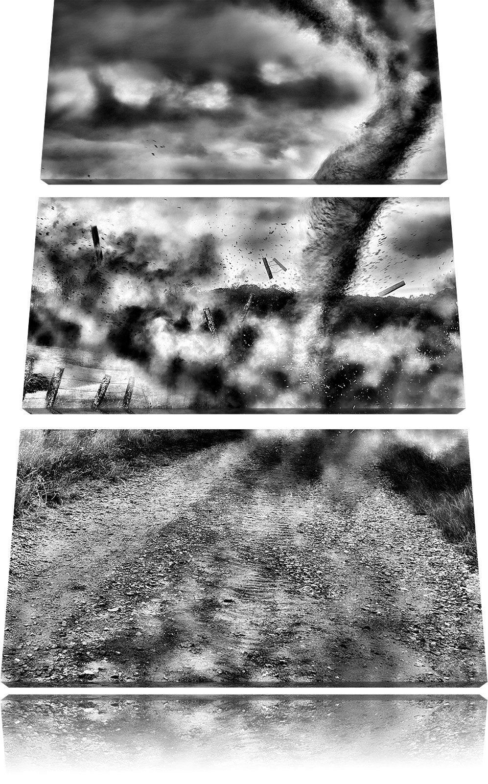Pixxprint Tornado als Leinwandbild/Grösse: 3 Teilig (120x80) cm/Wandbild/Kunstdruck/fertig bespannt