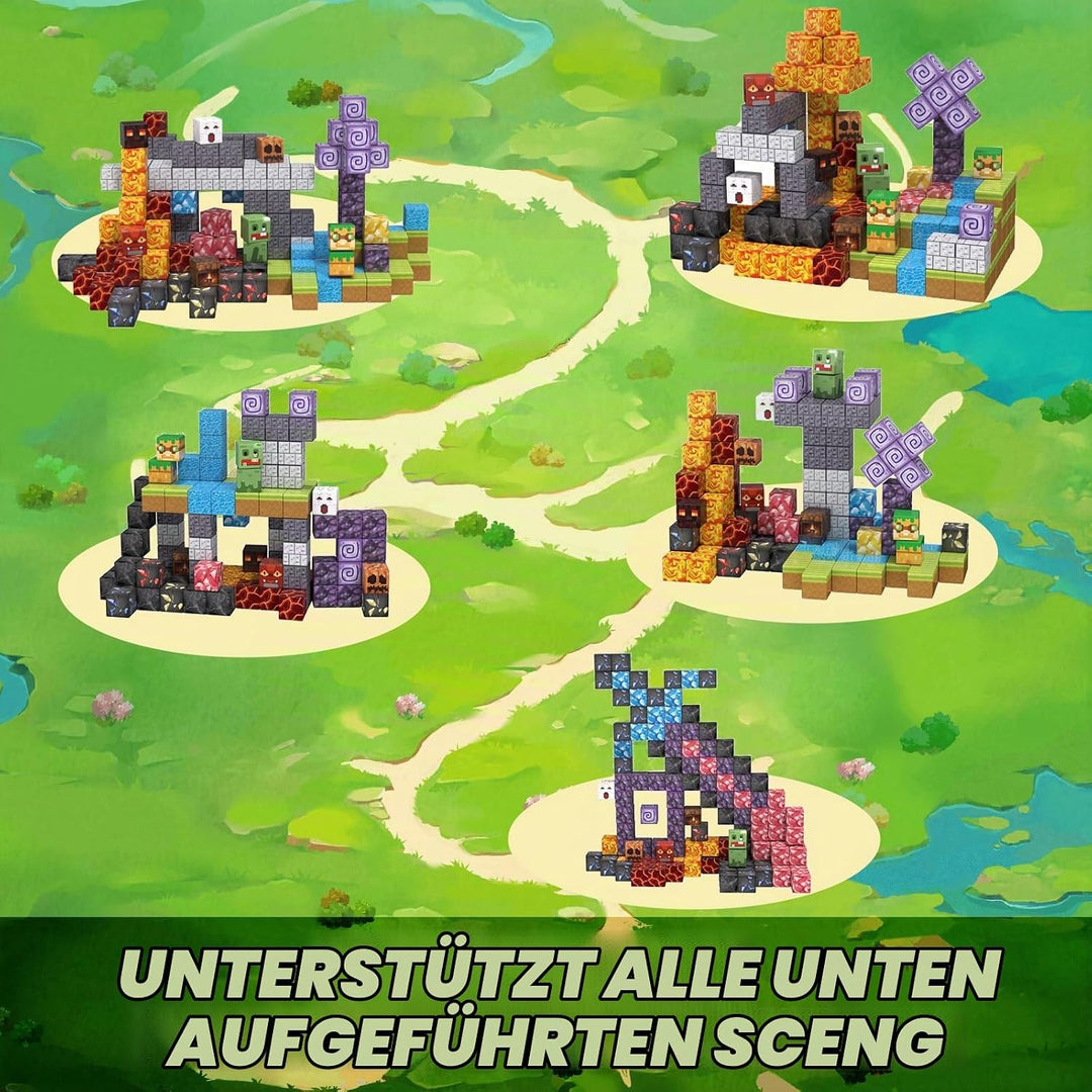 Magnetische Bausteine 100 Stück, Bauen Deine Magnetische Welt Vulkanische Lava Edition, Förderspielz