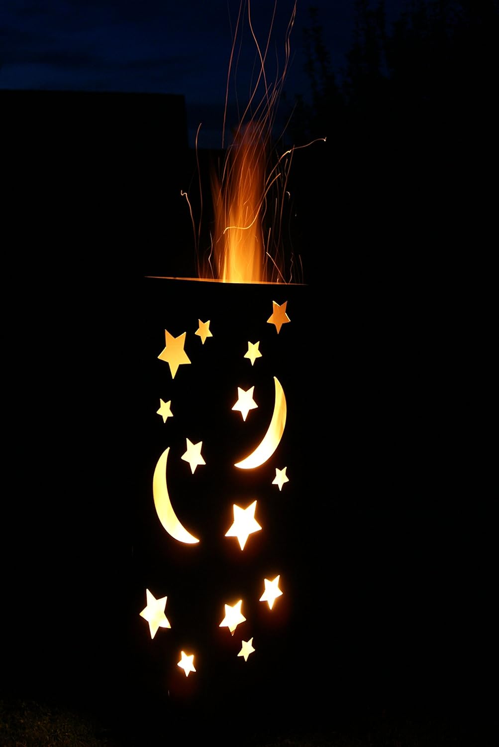 Feuersäule Sternenzauber Edelrost Rost Metall Gartendeko Garten Stele Fackel Feuer Säule