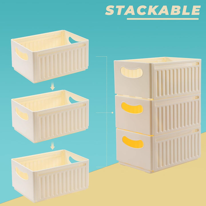 Aufbewahrungsbox Kunststoff Klappkiste Dehnbar Organizer Box Küchenschrank für Küche, Bad, Büro,Schl