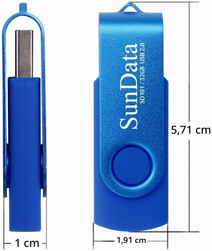 SunData 3 Stück 32GB USB-Sticks USB 2.0 Speicherstick Thumb Drives Memory Sticks Rotate Metall (3 Mi