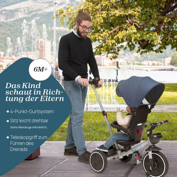 Chicco, 4in1 Trike, Metallrahmen, Eva-Gummiräder, 4-Punkt-Gurtsystem, Teleskopgriff und Abnehmbares