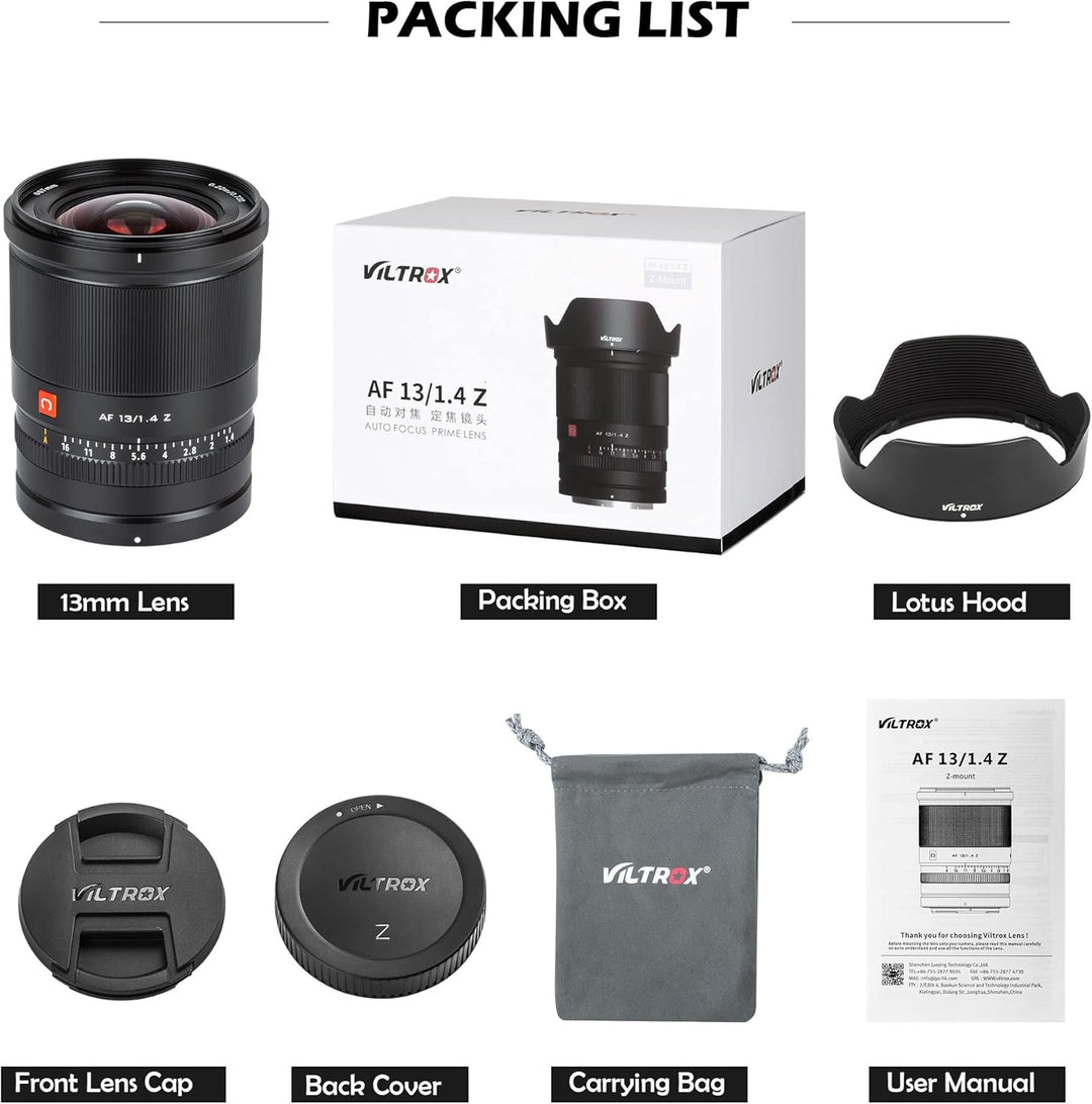 VILTROX AF 13mm F1.4 APS-C Objektiv für Nikon Z-Mount, Ultra-Weitwinkel-Autofokus Prime-Objektiv für