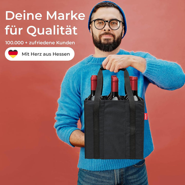 achilles Flaschentasche 9 Fächer je 1,5 Liter – Reissfester Flaschenkorb mit Klettband – Faltbarer F