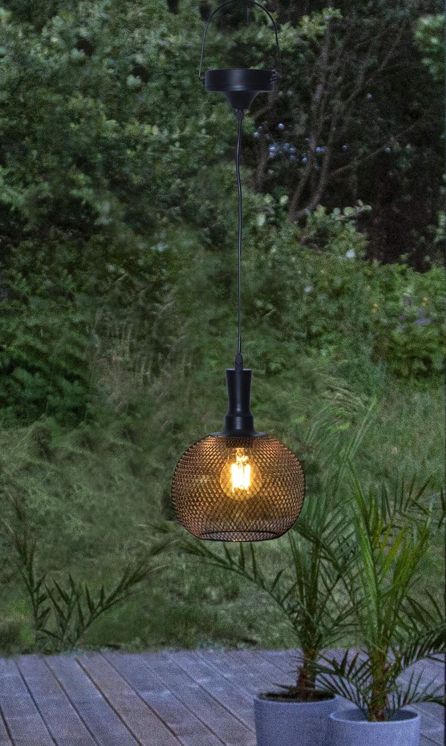 LED Solar Lampe hängend schwarz 19x24cm 481-70