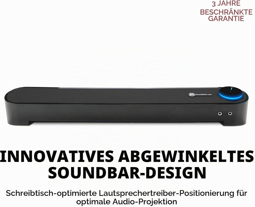 GOgroove Soundbar für PC Lautsprecher für Computer: Tragbarer 2.0 Stereo Speaker mit Eingebauten Sou