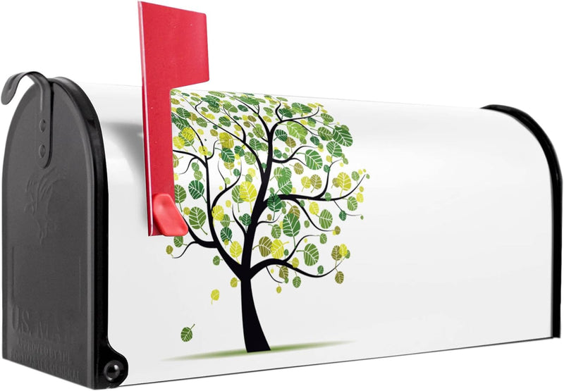 banjado® Amerikanischer Briefkasten - US Mailbox/Letterbox mit Motiv Laubzauberbaum 51x22x17cm - Pos