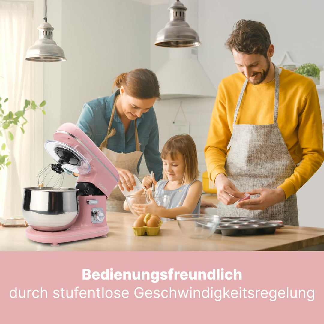 Bomann® Retro Küchenmaschine zum backen | Knetmaschine 5L mit starkem 1100W Motor | Teigmaschine ink
