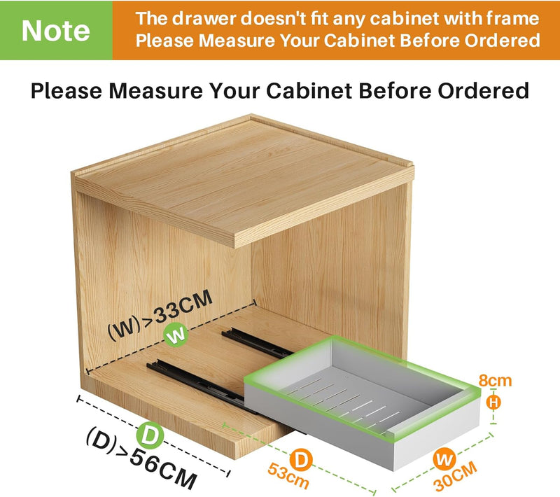 SAYZH Telescopic Drawer, Extendable Pull Out Cabinet Organiser, Metal Slide Out Drawer Storage Shelv