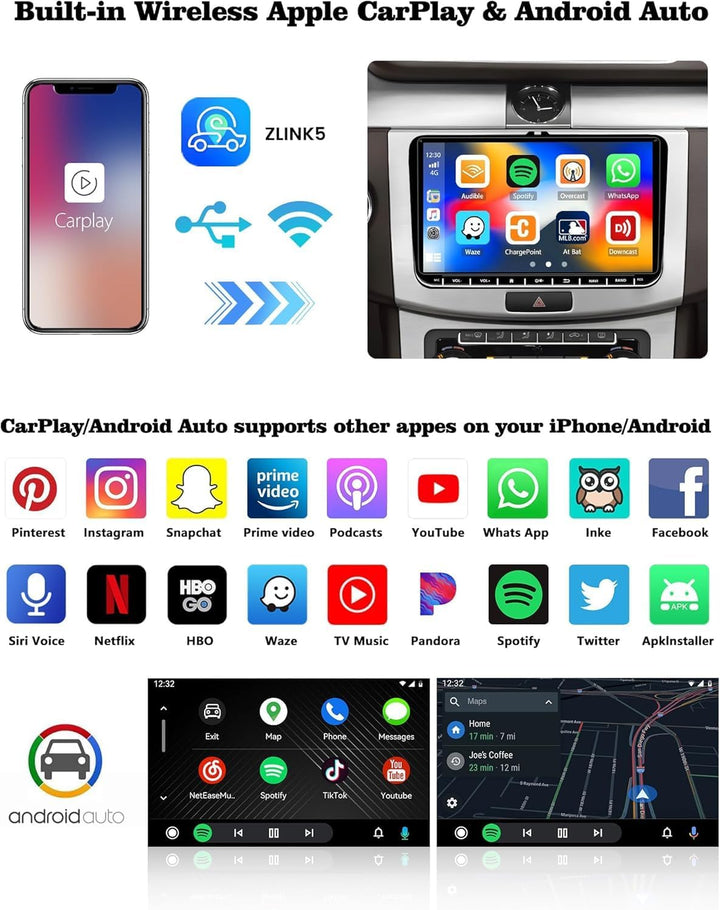 Hikity 2G+64G Android 15 Autoradio mit Dashcam Wireless Carplay Android Auto für VW Golf 6 Golf 5 Po