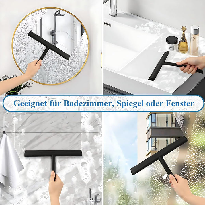 Duschabzieher Langer Stiel, 20-120cm Duschabzieher Schwarz, Fensterwischer mit Teleskopstiel, Glasab