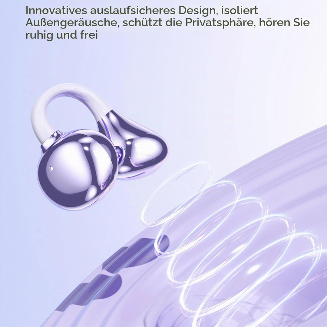 Open Ear Kopfhörer Bluetooth 6.0 Clip On Ohrhörer IPX5 für Sport | Wasserfes Sport Clip Kopfhörer, 8