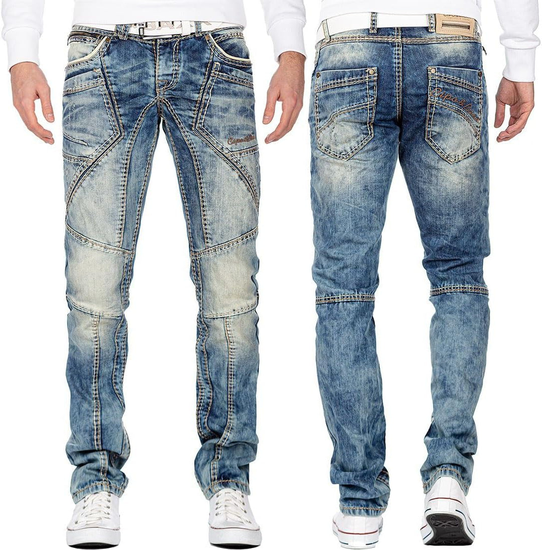 Cipo & Baxx Herren Jeans – Stylische Regular-Fit Denim mit Stone-Washed-Design, Used-Look & markante