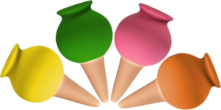 RoseFlower Tonkegel Bewässerung, 4er Set, Tontöpfe Deko, je 100 ml Volumen, Giesskugel für Zimmerpfl