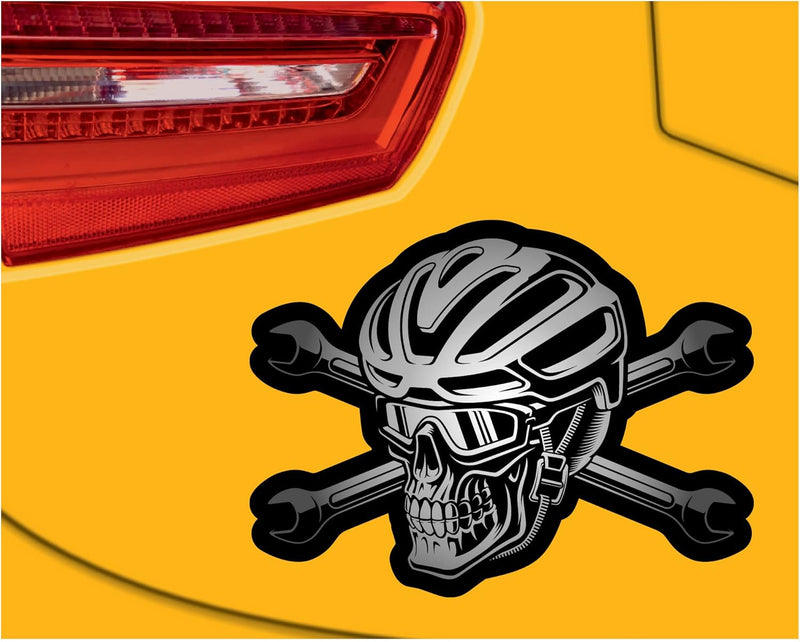 Samunshi Biker Skull Totenkopf Aufkleber Autoaufkleber für Motorrad Fahrrad Roller oder Auto Sticker