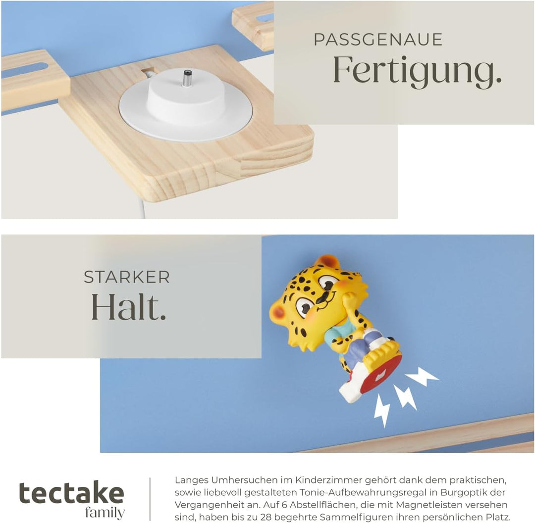 tectake® Holz Regal mit Magnetstreifen für Wand Montage, Tonieregal, Wandregal für's Kinderzimmer, A