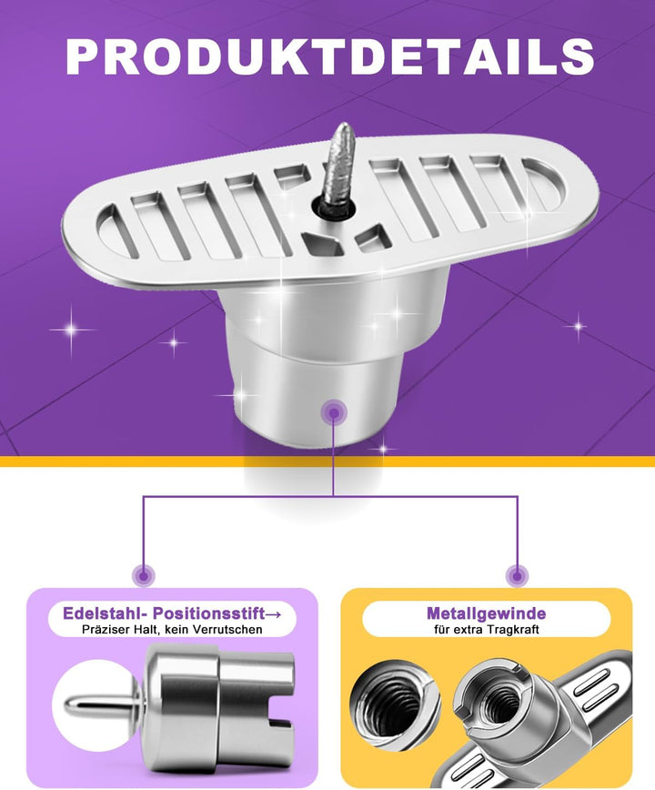 6 Haken für Akustikpaneele ohne Bohren – Metall, inkl. Werkzeug | 5-10 kg Tragkraft, Akustikpaneele