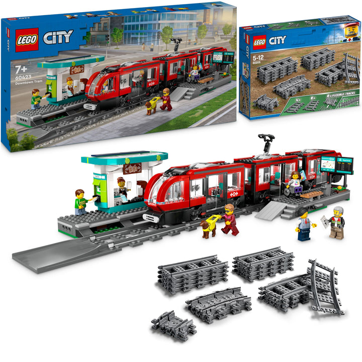 Lego City Strassenbahn mit Haltestelle (60423): Lego Strassenbahn mit Lego Schienen Erweiterung (602