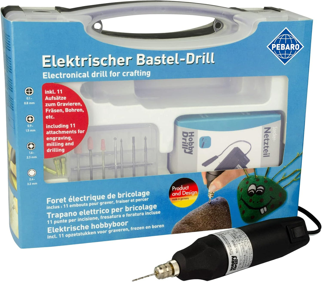 Pebaro 0508EKR Elektrischer Bastel-Drill, extra starke Kleinbohrmaschine mit Kugellager, 4 Schleifst