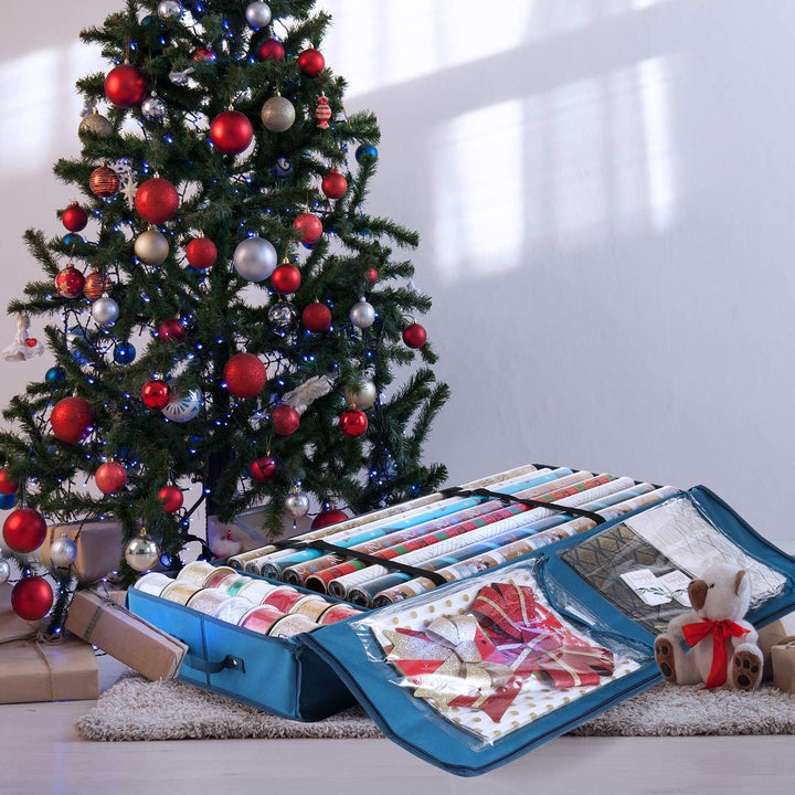 Hearth & Harbor Luxus Weihnachten Organizer Geschenkpapier Rollen Bettbehälter Aufbewahrungsbox für