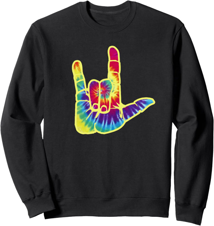 Tie Dyed ASL I Love You Sign Language Sweatshirt