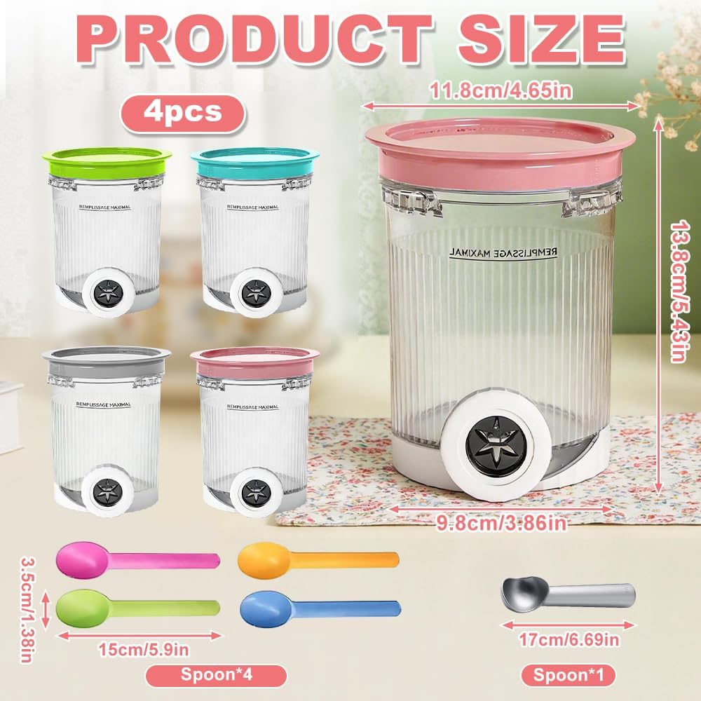 Behälter für Ninja Creami Swirl NC700 NC701EU Serie, Afenau 4 Stück BPA-Frei Eisbehälter mit SwirlDe