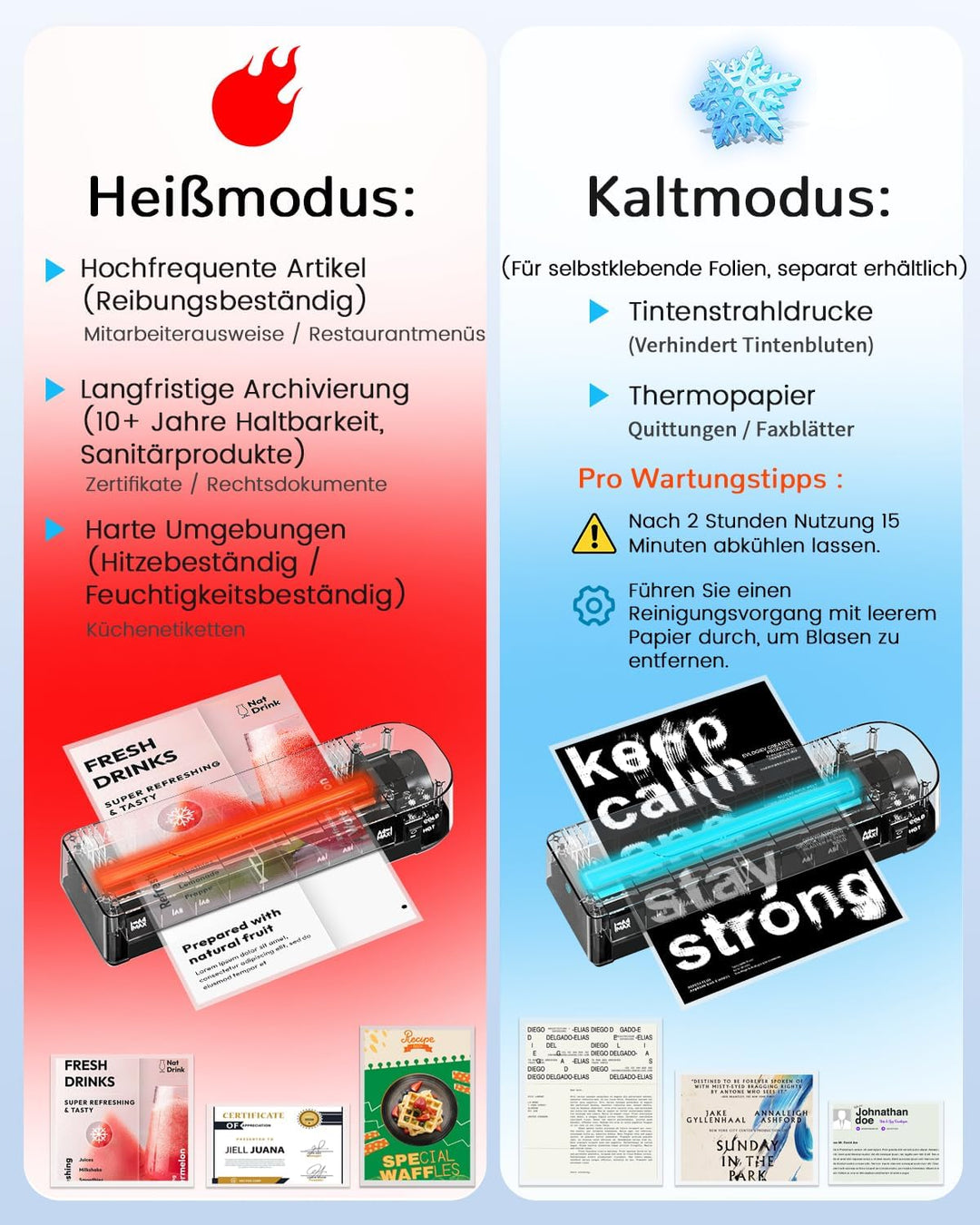 Laminiergerät, A4 Laminiergerät mit 10 Laminierfolien Laminiermaschine, Laminiergerät für Heiss- und