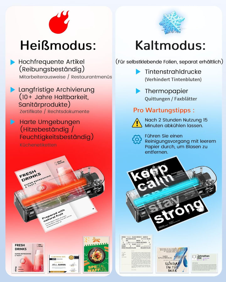 Laminiergerät, A4 Laminiergerät mit 10 Laminierfolien Laminiermaschine, Laminiergerät für Heiss- und