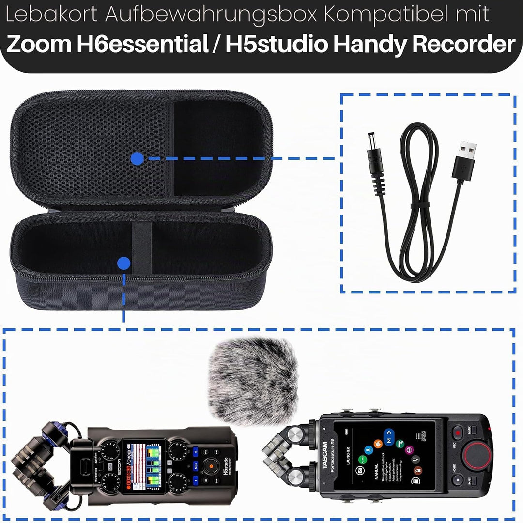 Hart Schutz Hülle Etui Tasche für Zoom H5studio Handy Recorder/Zoom H6essential Handy Recorder Schwa