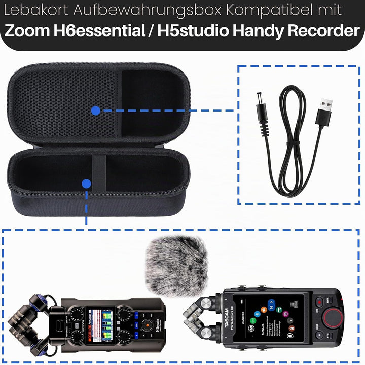 Hart Schutz Hülle Etui Tasche für Zoom H5studio Handy Recorder/Zoom H6essential Handy Recorder Schwa
