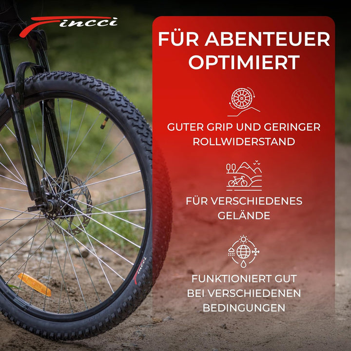 Fincci Paar 27,5 x 2.10 MTB Reifen Zoll 54-584 Fahrradmantel Faltbar Slick Reifen mit Schrader Schla