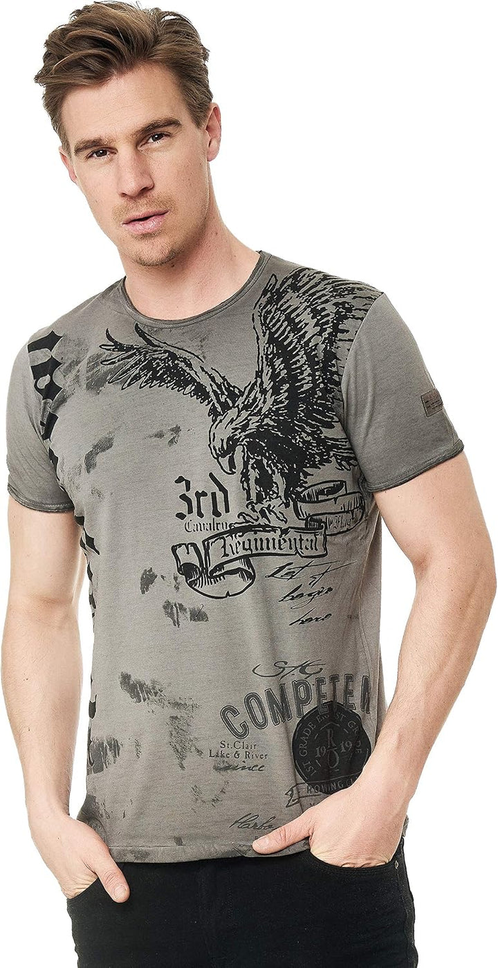 Rusty Neal Herren T-Shirt Rundhals USA Adler Tee Shirt Kurzarm Regular Fit Stretch 100% Baumwolle S