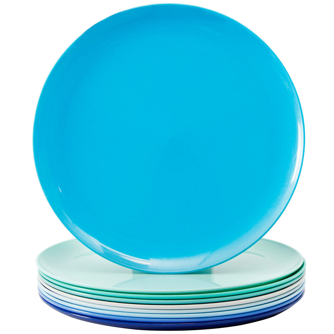 Youngever 9 Stück 25CM Grosse Kunststoff Teller, Mehrweg Plastik Teller Set, Party Geschirr, Mikrowe