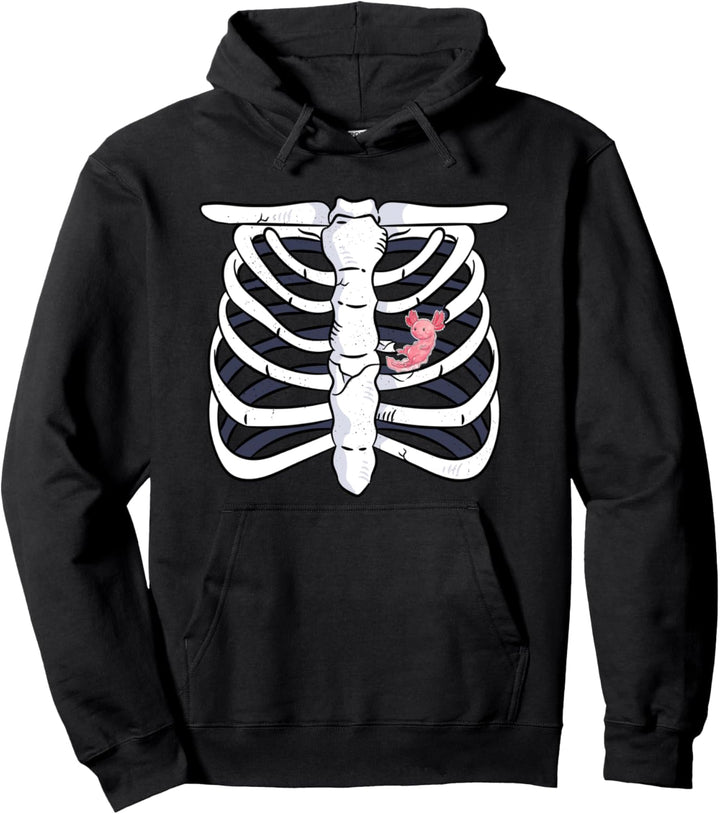 Axolotl Skelett Brustkorb Herz Karneval Faschings Kostüm Pullover Hoodie