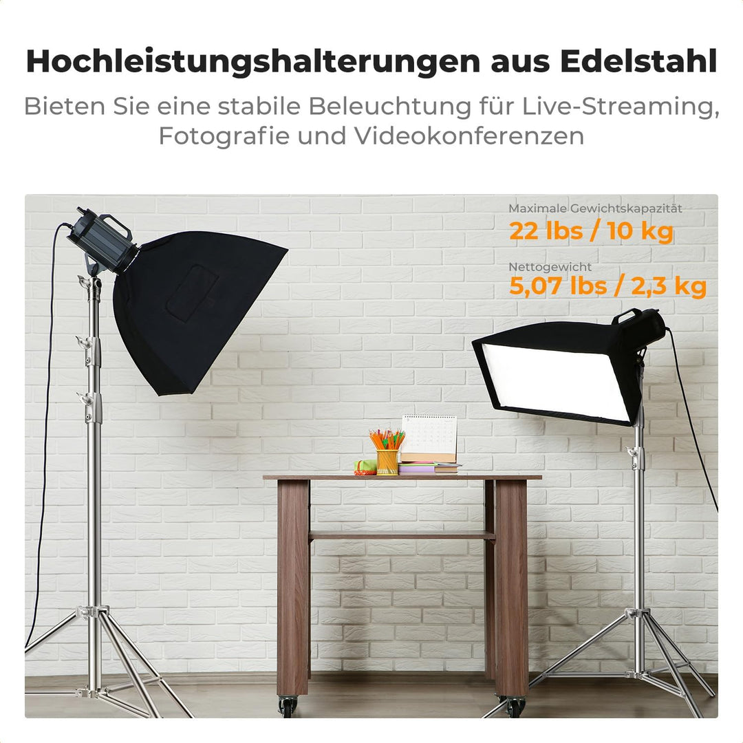K&amp;F CONCEPT 280cm Lichtständer Licht Stativ Edelstahl federbelastet, faltbares Fotostativ mit stärke