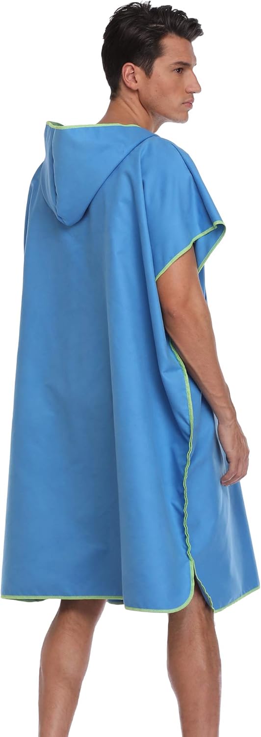 FLYILY Microfaser Surf Poncho Handtuch mit Kapuze Bademantel zum Schwimmen und Strand wechseln Einhe