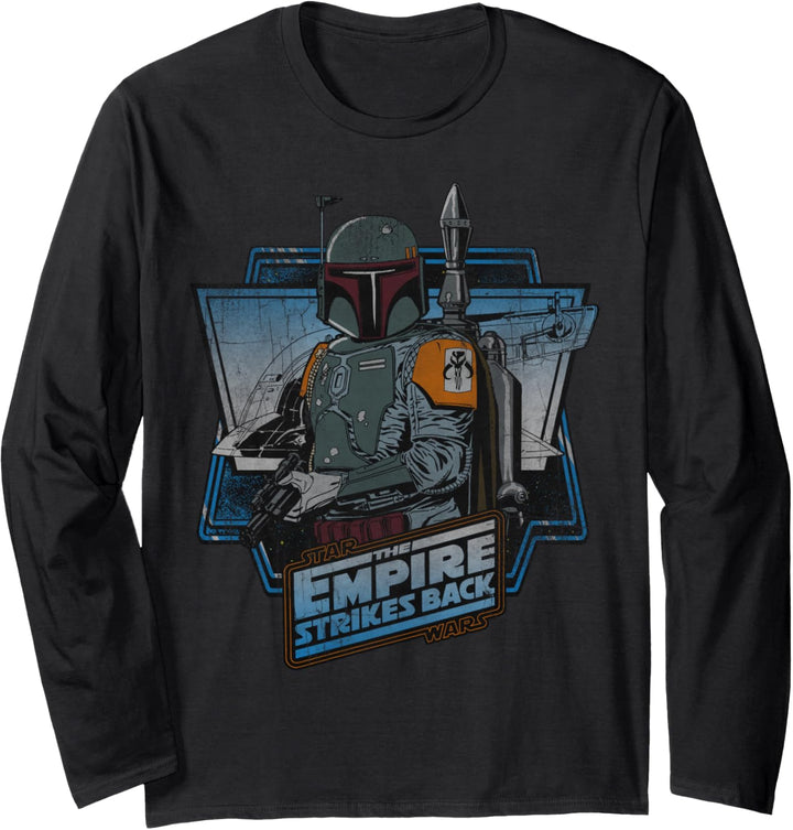Star Wars The Empire Strikes Back Boba Fett Vintage Portrait Langarmshirt