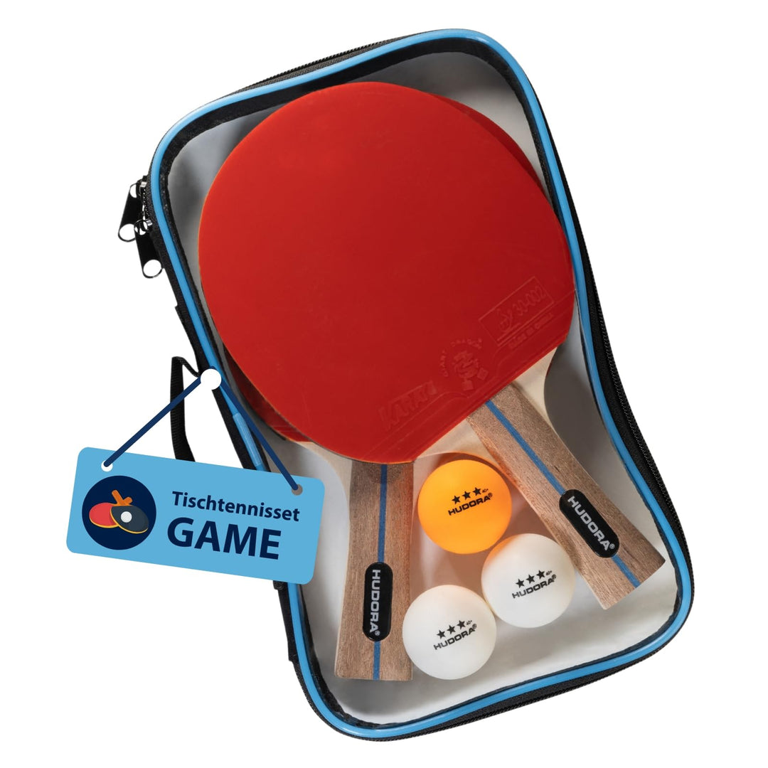 HUDORA Table Tennis Set Game/Match/Tournament - high-quality table tennis racket set with 2/2/1 rack