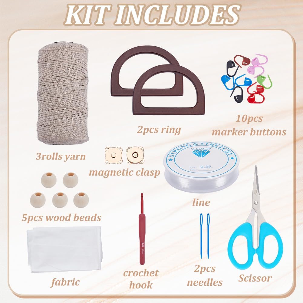 INFUNLY DIY Häkeltaschen Set für Anfänger und Erwachsene Mit Schritt für Schritt Videoanleitungen, Q