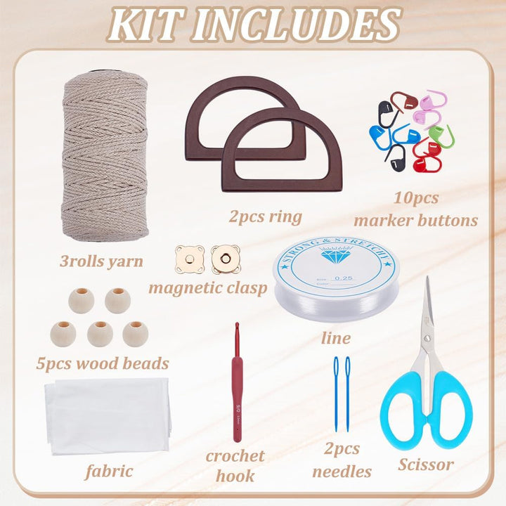 INFUNLY DIY Häkeltaschen Set für Anfänger und Erwachsene Mit Schritt für Schritt Videoanleitungen, Q
